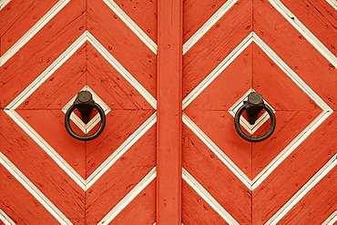 Door knockers on the old town hall gate, Hassfurt, Lower Franconia, Bavaria, Germany, Europe