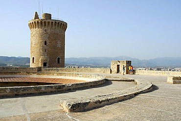 Castell de Bellver, a round castle from the 13th century, used today as a local history museum, Palma de Mallorca, Majorca, Balearic Islands, Spain, Europe