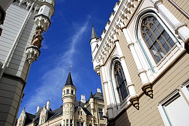 Small guild, great guild, Maza gilde, Liela gilde, buildings in a Gothic Revivalist style in Amatu iela street in the historic town centre, Vecriga, Riga, Latvia, Baltic states, Northeastern Europe