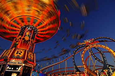 Chairoplane, Oktoberfest Beer Festival, or Wies'n, Munich, Bavaria, Germany, Europe