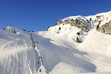 Idealhang ski run, Brauneck, Bayrische Alpen or Bavarian Alps, Bavaria, Germany, Europe