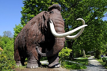 Woolly Mammoth figure, life size, Siegsdorf, Chiemgau, Bavaria, Germany, Europe