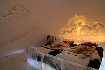 Honeymoon-room in an igloo, Snow Hotel, Kirkenes, Finnmark, Lapland, Norway, Scandinavia, Europe