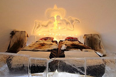 Honeymoon-room in an igloo, Snow Hotel, Kirkenes, Finnmark, Lapland, Norway, Scandinavia, Europe