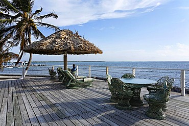 Free seats, view of the sea, Turneffe Flats, Turneffe Atoll, Belize, Central America, Caribbean