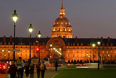 Illuminated Les Invalides Church, Invalidendom, Paris, France, Europe