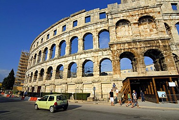 Ancient Roman amphitheater, arena, in Pula, Istria, Croatia, Europe