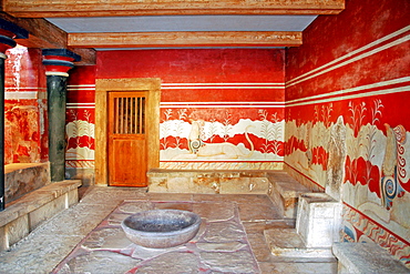 Throne of King Minos, archaeological site of Knossos, Crete, Greece, Europe