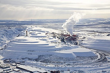 The LKAB iron ore mine on Mount Kirunavaara, the largest and most modern iron ore mine in the world, Kiruna, Lappland, North Sweden, Sweden