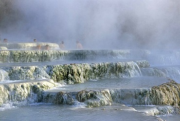 Thermal waterfalls, travertine pools, Cascate del Molino, Saturnia, Province of Grosseto, Tuscany, Italy, Europe