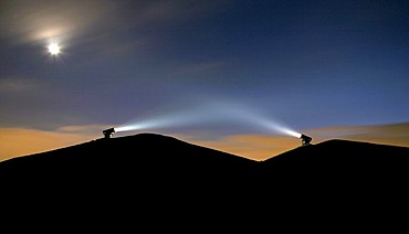 Light sculpture on Rungenberg slag heap, Gelsenkirchen, Ruhr area, North Rhine-Westphalia, Germany, Europe