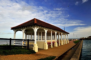 A Victorian shelter at Sheringham on the Norfolk coast, England, United Kingdom, Europe