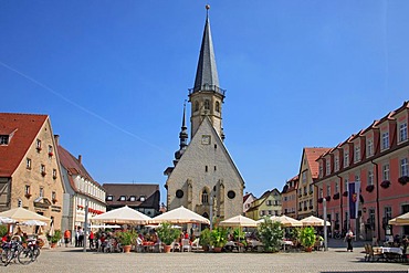 Town Church of St. George and the market square in Weikersheim, Baden-Wuerttemberg, Germany, Europe