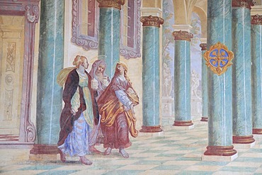 Fresco in the abbey church of Saeben Monastery near Klausen, Bolzano-Bozen, Italy, Europe