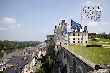 Royal d'Amboise Castle, exterior view, view of Loire River, Amboise, France, Europe