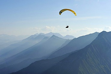 Paraglider in the Bernese Oberland, Niesen, Switzerland, Europe