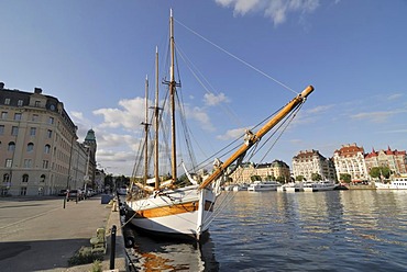 Swedish sailing ship, Nybrokajen quay, Stockholm, Sweden, Scandinavia, Europe