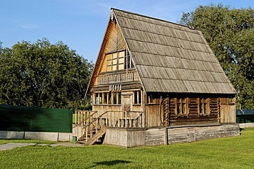 Old wooden school building in Kolomenskoye village near Moscow, Russia