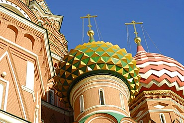 Domes of the Orthodox St. Basil cathedral, Moscow, Russia