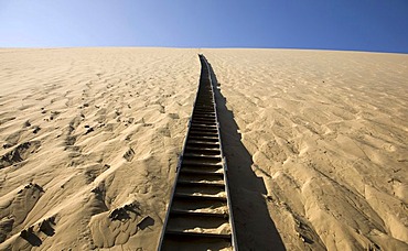 Stairs in the dune of Pyla, Dune du Pilat, biggest dune in Europe on the Atlantic coast near Arcachon, Departement Gironde, France, Europe