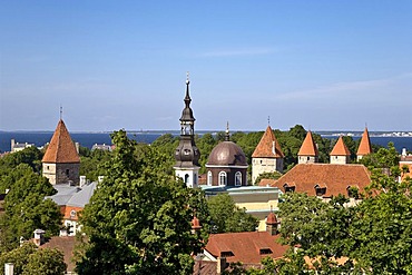 View from the limestone hill of Tompea in the centre of Tallinn, Estonia, Baltic States, North Europe