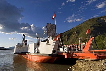 Public auto ferry across the Yukon River, Dawson City, Yukon Territory, Canada, North America