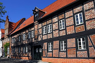 Historic Rossmuehle or Horses Mill, An der Obertrave, historic city centre of Luebeck, UNESCO World Cultural Heritage Site, hanseatic city of Luebeck, Schleswig-Holstein, Germany, Europe