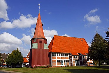 Historic Church of St. Marien, Gruenendeich, Altes Land area, Lower Saxony, Germany, Europe