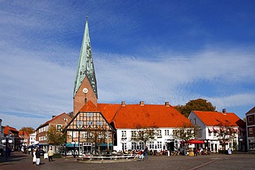 Historic market place and St. Michaelis Church in Eutin, Ostholstein district, Holsteinische Schweiz, Schleswig-Holstein, Germany, Europe