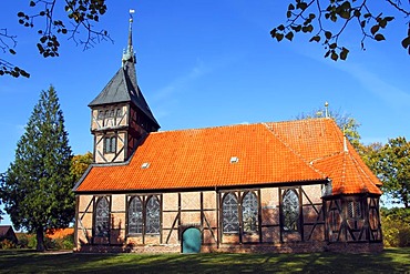 Historic St. Mariae zu Tripkau Church, Niedersaechsische Elbtalaue Biosphere Reserve, Elbetal Valley, Amt Neuhaus, Lower Saxony, Germany, Europe