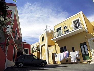 Colorful houses in Ventotene, island in italy, mediterranean sea, campania, lazio, Italy, EU