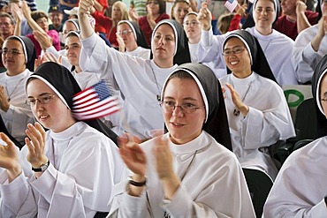 Members of the Dominican Sisters of Mary join a campaign rally for John McCain and Sarah Palin, Sterling Heights, Michigan, USA