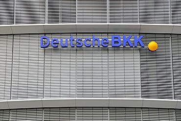 Deutsche BKK, health insurance, logo on the company domicile in Wolfsburg, Lower Saxony, Germany, Europe