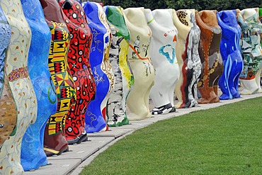 United Buddy Bears, parade of bears, Schlossplatz Square, Stuttgart, Baden-Wuettemberg, Germany, Europe