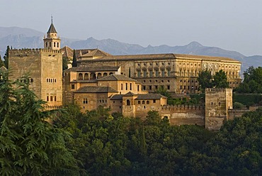 Alhambra as seen from the lookout point at Albayzin, Granada, Spain, Europe