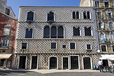 Front view of Casa dos Bicos, Lisbon, Portugal, Europe