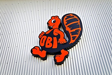 OBI mascot, hardware store near Munich, Bavaria, Germany, Europe