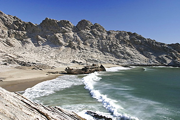 Ship wrack Otavi, diamonds prohibited area, Saddlehill, Atlantic ocean, Namibia, Africa