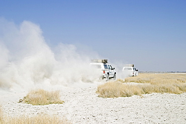 Offroad tour over a big salt pan, Sowa Pan, Makgadikgadi pans, Botswana, Africa