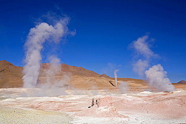 Geyser field Sol de Manana, Altiplano, Bolivia, South America