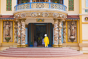 Entrance to the main temple of the Cao Dai sect, Tay Ninh, Vietnam, Asia