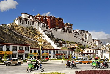 Traffic in front of Potala Palace Lhasa Tibet China