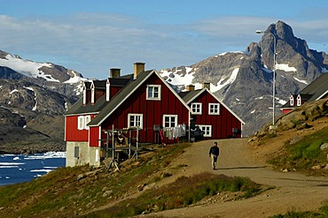 Red houses in settlement Ammassalik Eastgreenland