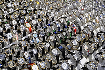 Watches for sale at the weekly market, Altea, Alicante, Costa Blanca, Spain