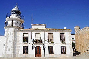 Lighthouse, Castle built by the Knights Templar, Museum, Peniscola, Costa del Azahar, Orange Blossom Coast, Castellon, Valencia, Spain, Europe