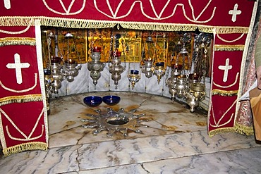 Israel Bethlehem Bet Lehem nativity church grotto where Jesus was born with the star of Bethlehem