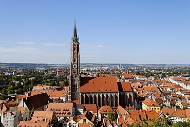 Landshut Lower Bavaria Germany parish church St Martin above the town seen from the castle Trausnitz