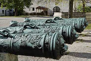 Ingolstadt Upper Bavaria Germany guns in front of the new castle Neues Schloss