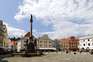 Cesky Krumlov Krumau at the Moldau Vltava Bohemian Forest Sumava Czech Republik at the Ringplatz Namesti Svornosti