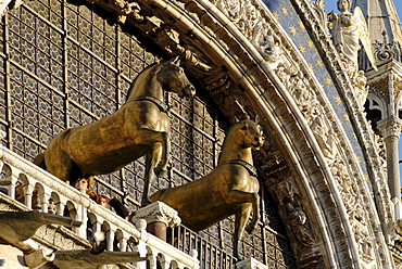 Details of the S. Marco church basilica San Mark horses of Saint Mark Venice Venezia Italy